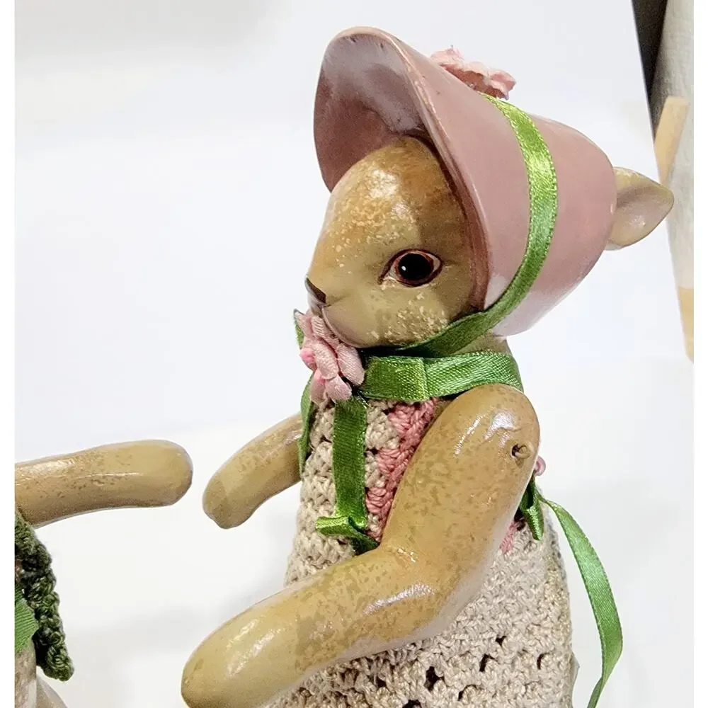 Katherines Collection Wayne Kleski Pair Mr and Mrs Bunny Rabbit Figurines Rare